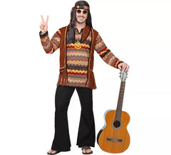 Hippie-Kostüm mit farbigen Streifen für Herren