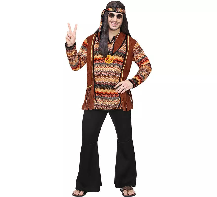 Translation missing: de.Disfraz de Hippie franjas de colores para hombre
