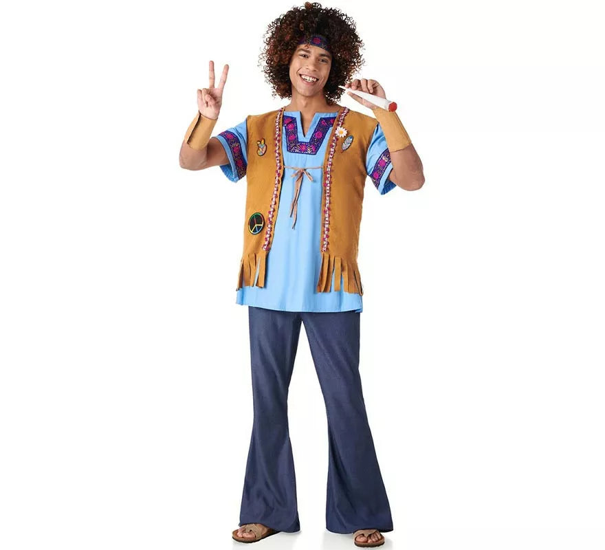 Translation missing: de.Disfraz de Hippie Jeans azul para hombre