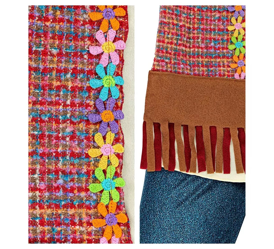 Disfraz de Hippie marrón con collar para niña y adolescente