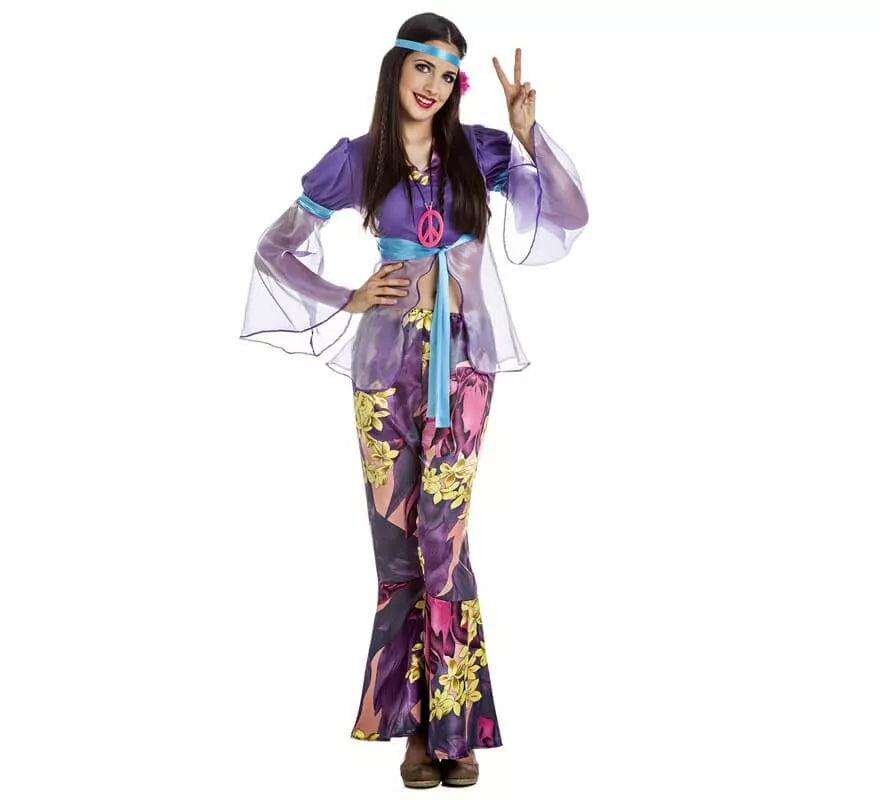 Translation missing: de.Disfraz de Hippie Morada para mujer