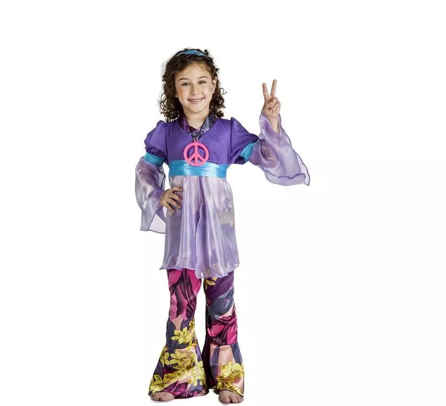 Translation missing: de.Disfraz de Hippie Morada para niña