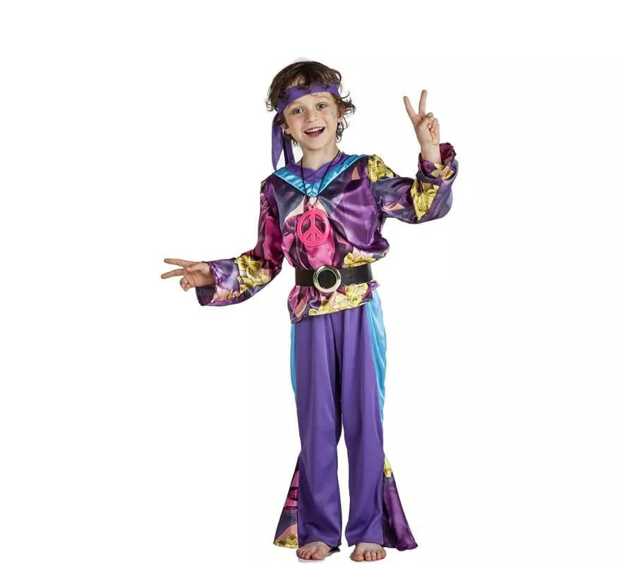 Translation missing: de.Disfraz de Hippie Morado para niño