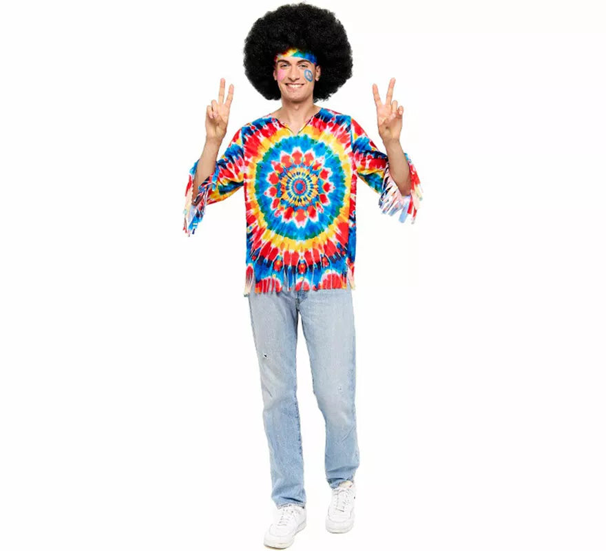 Translation missing: de.Disfraz de Hippie multicolor para hombre