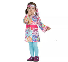 Mehrfarbiges Hippie Kostüm für Mädchen und Baby