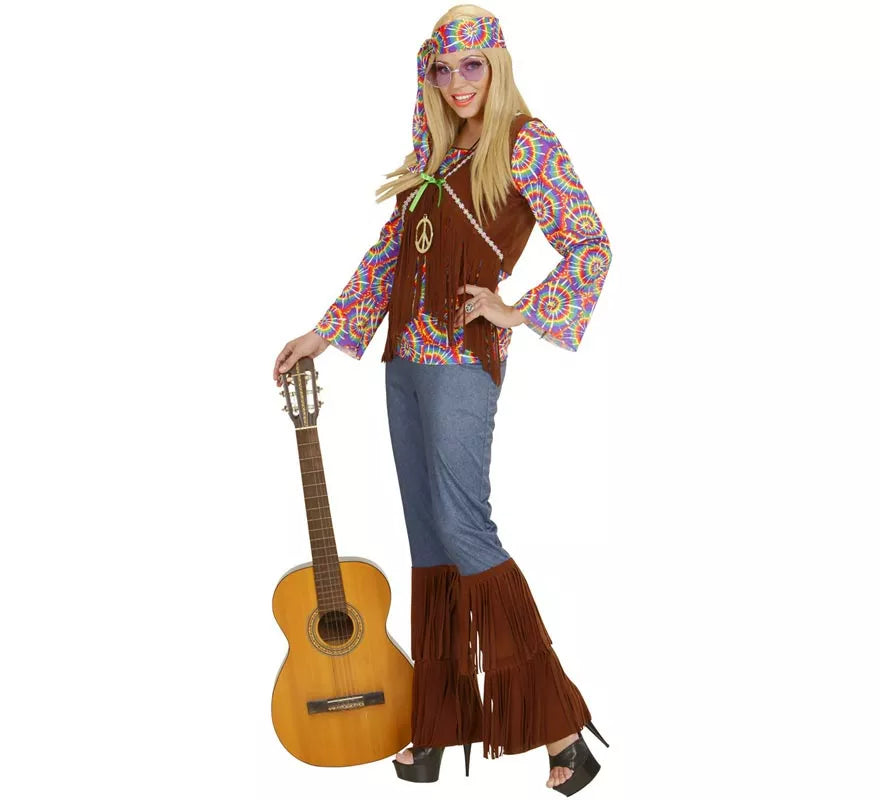 Translation missing: de.Disfraz de Hippie Psicodélica con chaleco para mujer