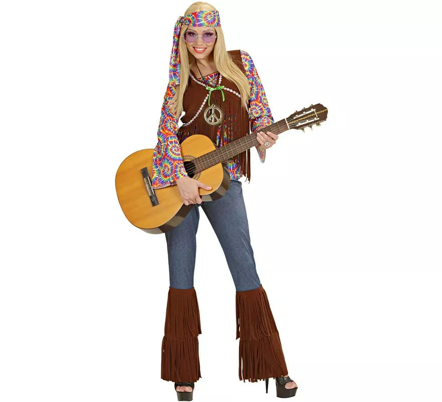 Translation missing: de.Disfraz de Hippie Psicodélica con chaleco para mujer