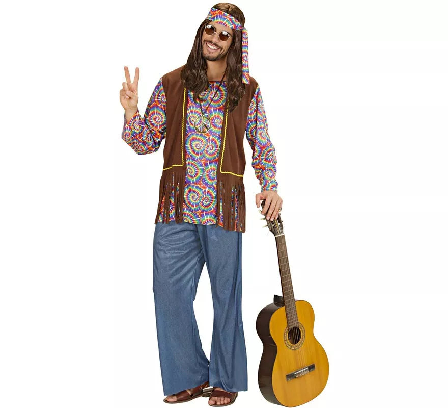 Translation missing: de.Disfraz de Hippie Psicodélico con chaleco para hombre