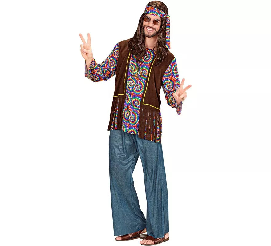 Translation missing: de.Disfraz de Hippie Psicodélico con chaleco para hombre