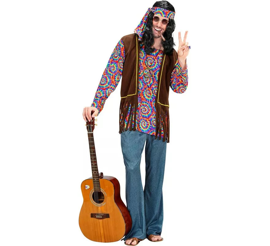 Translation missing: de.Disfraz de Hippie Psicodélico con chaleco para hombre