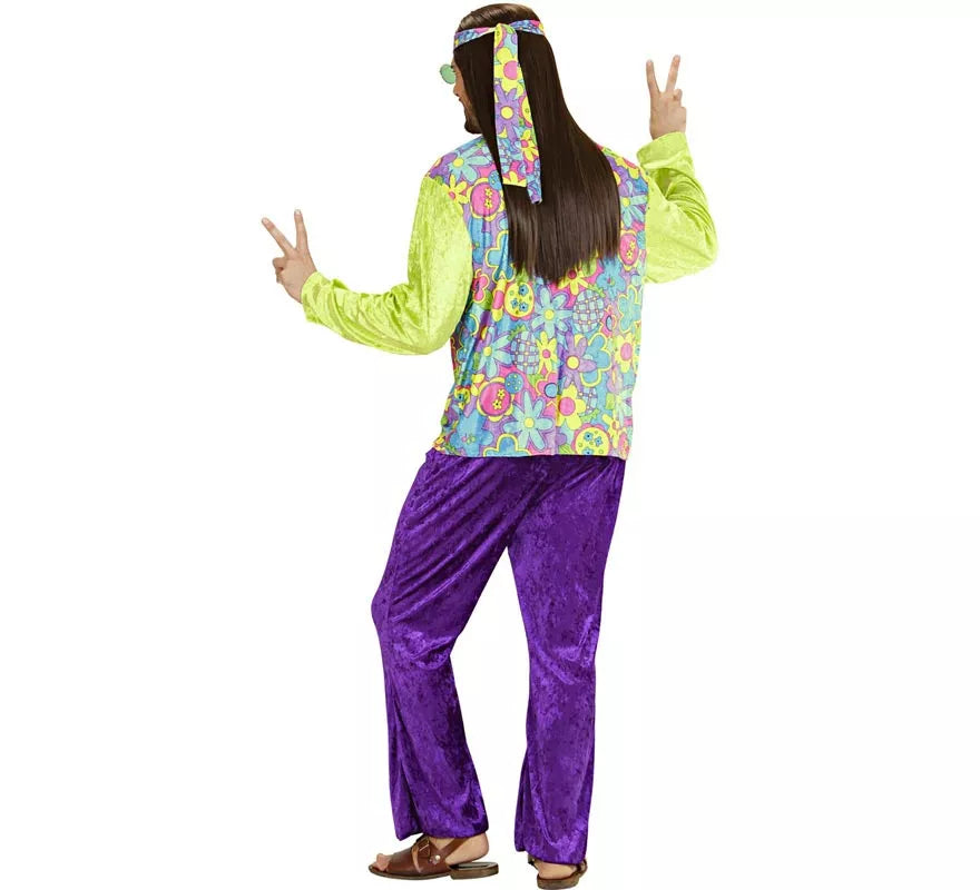 Translation missing: de.Disfraz de Hippie púrpura de terciopelo para hombre