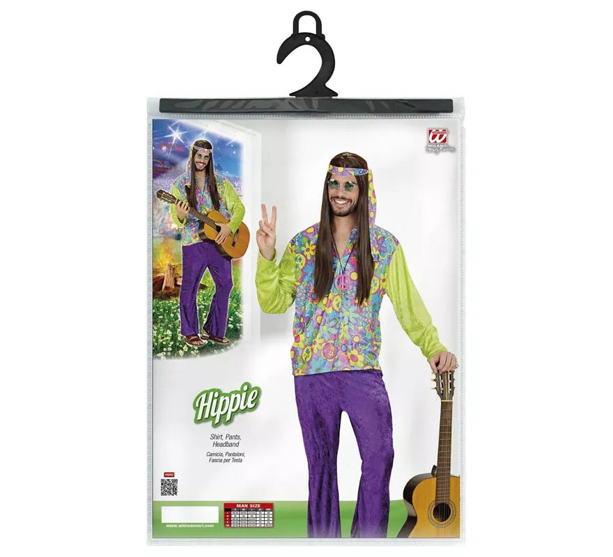 Translation missing: de.Disfraz de Hippie púrpura de terciopelo para hombre