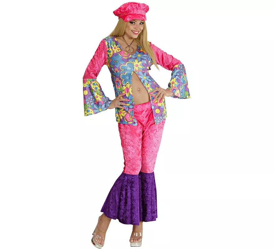 Translation missing: de.Disfraz de Hippie rosa de terciopelo para mujer