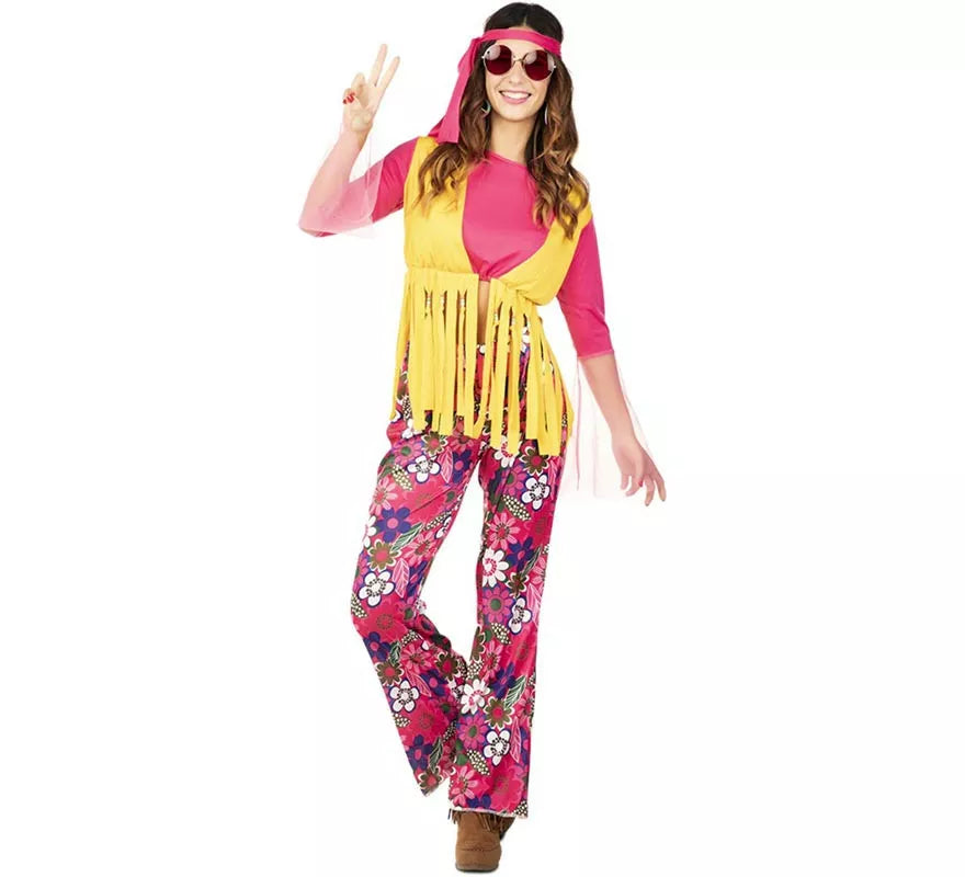 Translation missing: de.Disfraz de Hippie rosa para mujer