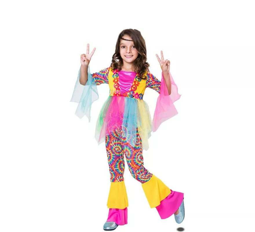Translation missing: de.Disfraz de Hippie Rosa para niña