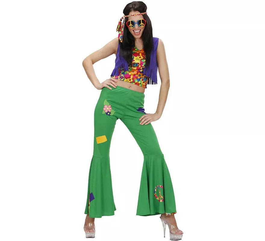 Disfraz de Hippie verde para mujer