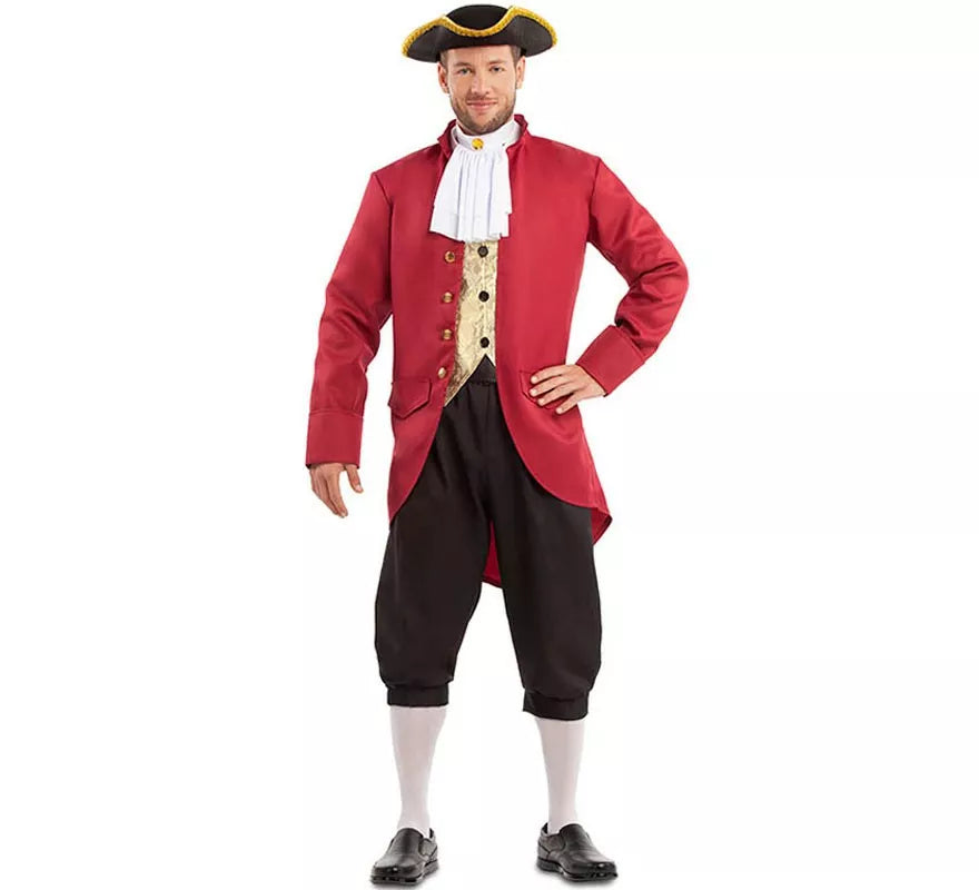 Translation missing: de.Disfraz de Hombre Colonial rojo y negro para hombre