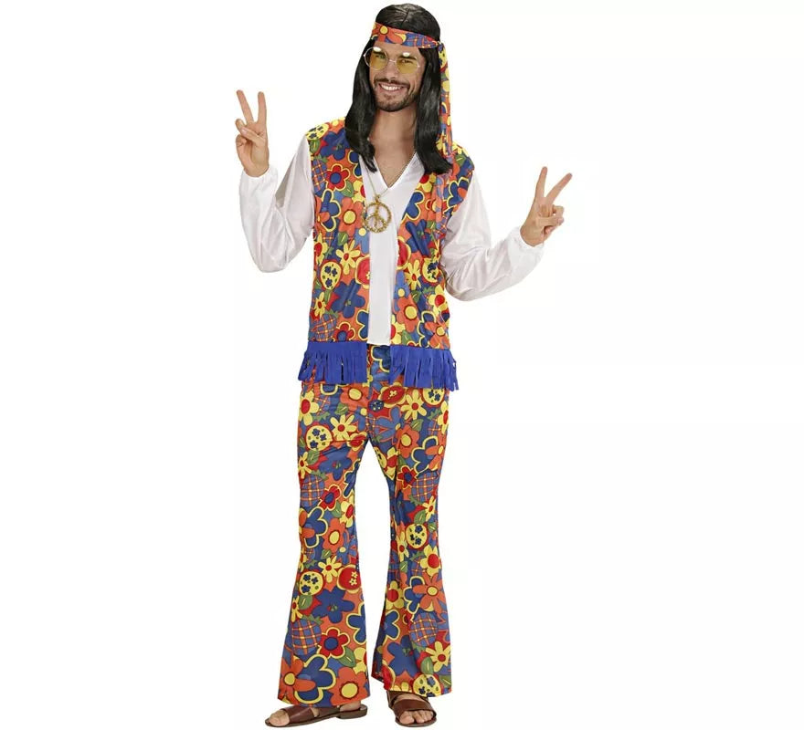 Translation missing: de.Disfraz de Hombre Hippie con cinta y medallón para hombre