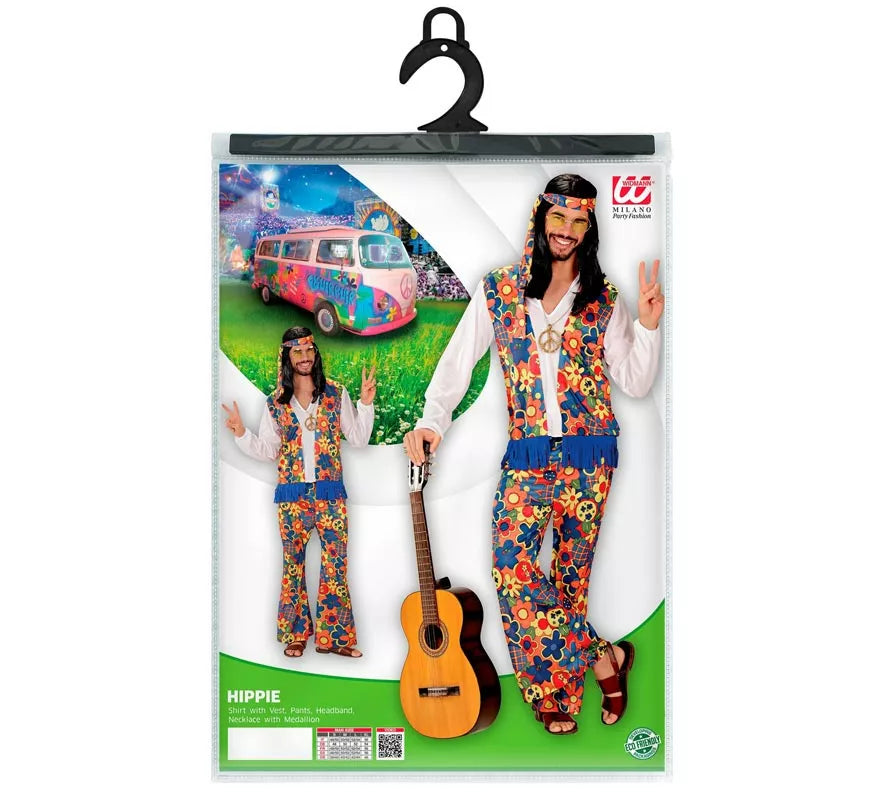 Disfraz de Hombre Hippie con cinta y medallón para hombre