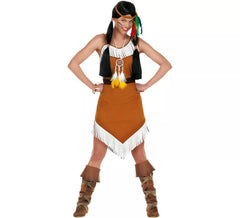 Indisches Comanche Kostüm mit Kleid für Damen