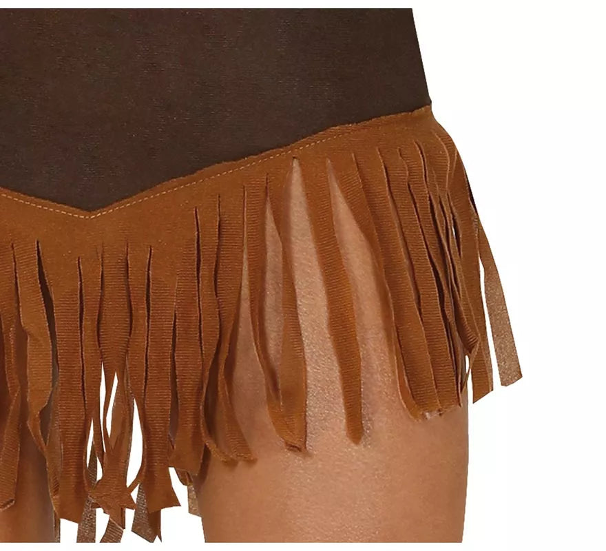 Disfraz de India Marrón con Flecos para mujer