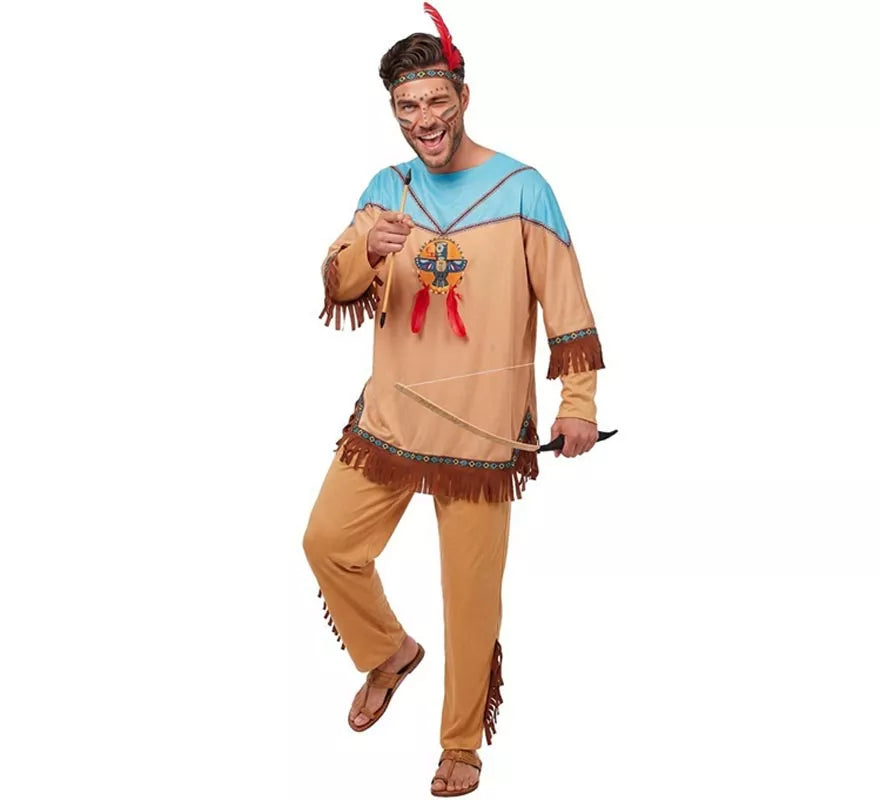 Translation missing: de.Disfraz de Indio Apache con tocado para hombre
