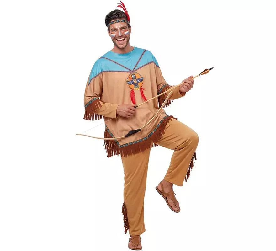 Translation missing: de.Disfraz de Indio Apache con tocado para hombre