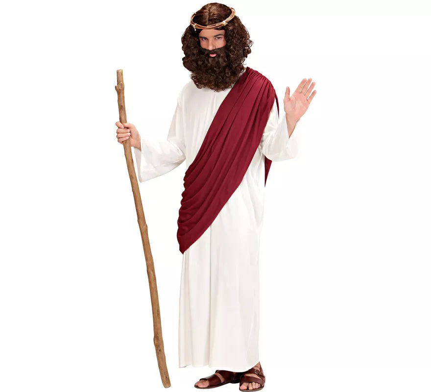 Translation missing: de.Disfraz de Jesús El Mesías o Profeta con bastón para hombre