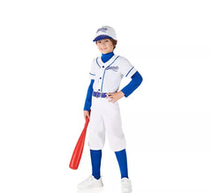 Weiß-blaues Baseball-Spielerkostüm für Kinder