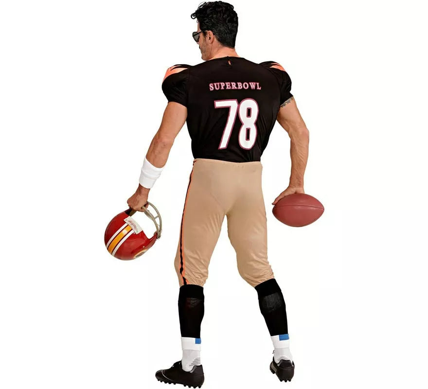 Translation missing: de.Disfraz de Jugador de Fútbol Americano negro y marrón para hombre
