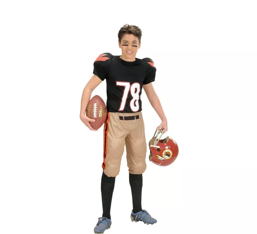 Translation missing: de.Disfraz de Jugador de Fútbol Americano negro y marrón para niño