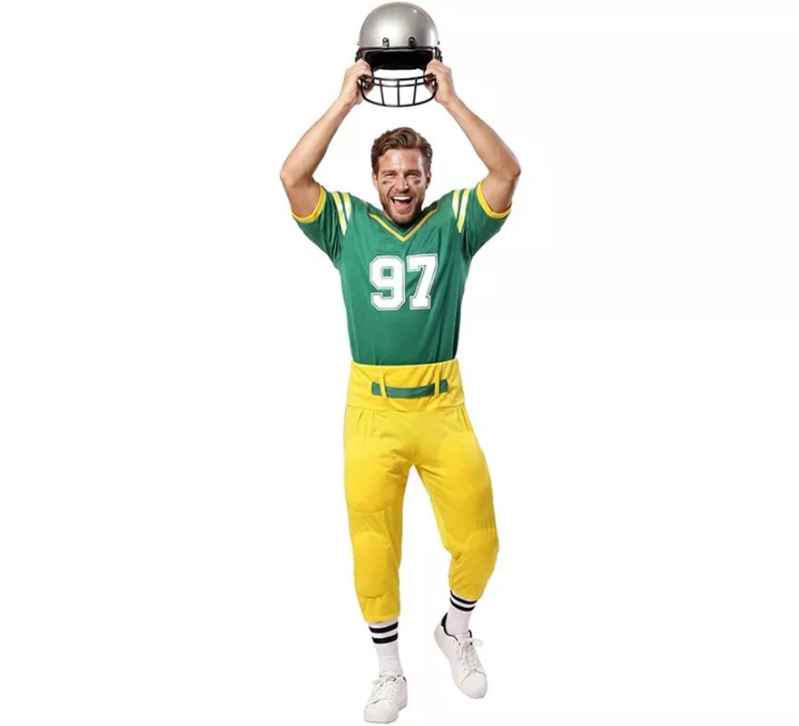 Translation missing: de.Disfraz de Jugador de Fútbol Americano Verde para hombre