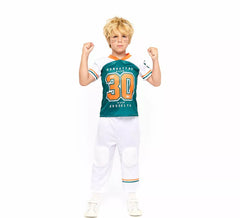 Grünes und weißes Rugby-Spieler-Kostüm für Jungen