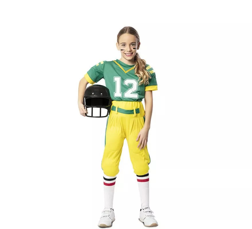 Translation missing: de.Disfraz de Jugadora de Fútbol Americano Verde para niña