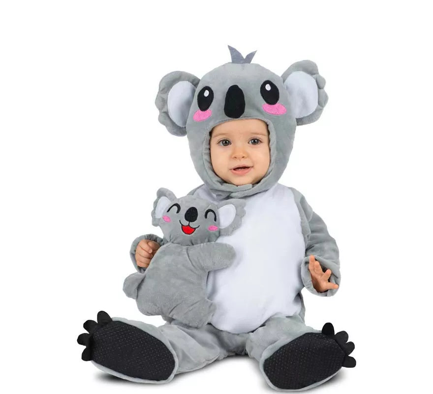 Translation missing: de.Disfraz de Koala gris con gorro y peluche para bebé y niños