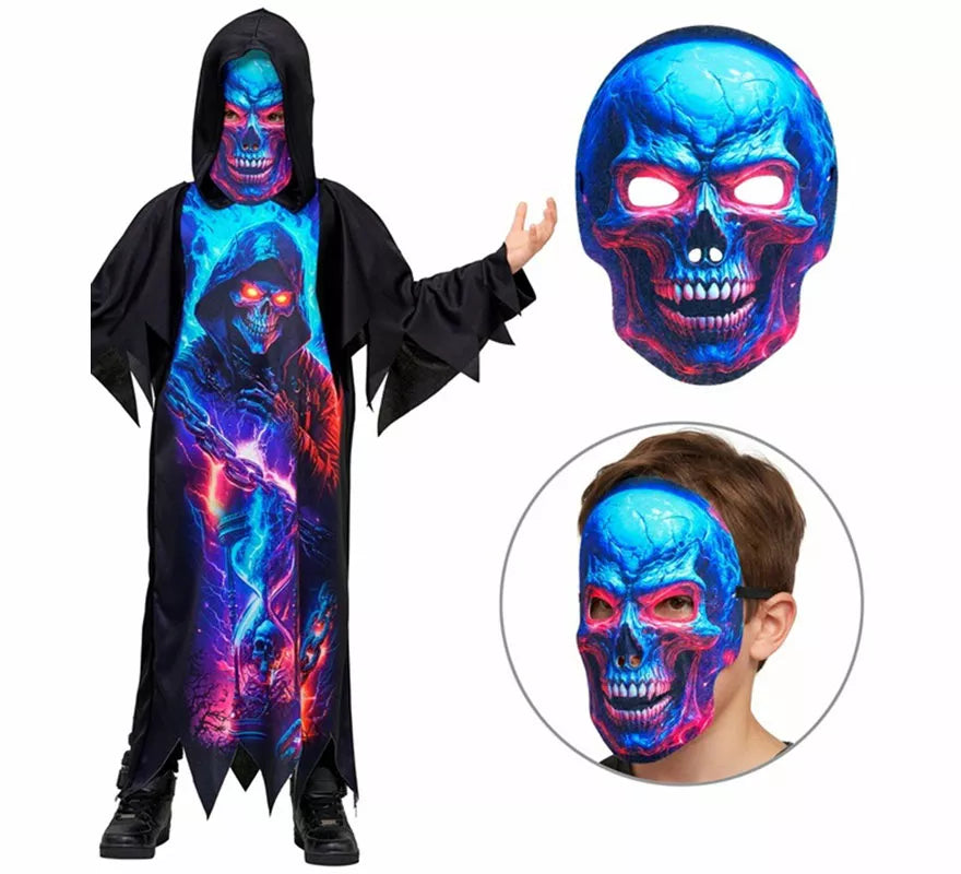 Translation missing: de.Disfraz de la Muerte Fluorescente con Máscara para niños