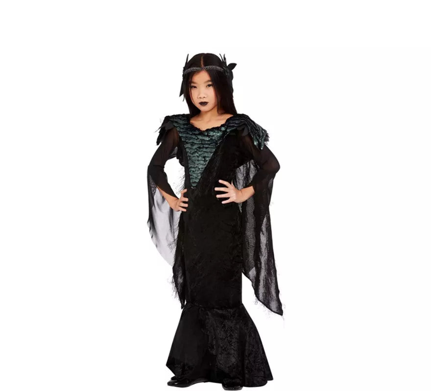 Disfraz de la Princesa Cuervo Elegante negro para niña