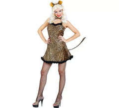 Leopardenkostüm im gelben Kleid für Damen