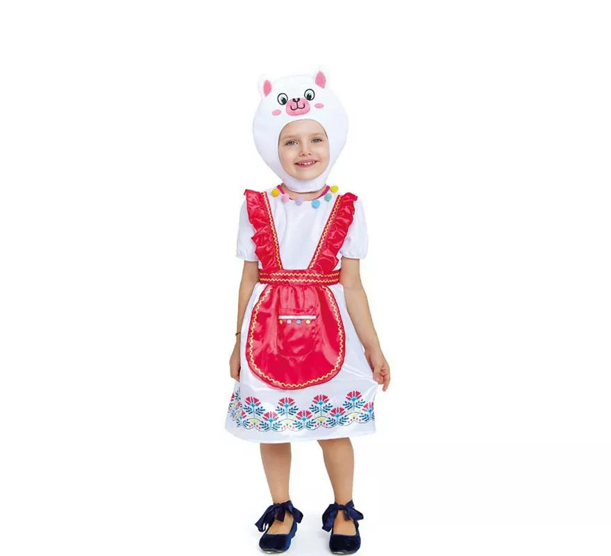 Translation missing: de.Disfraz de Llama blanca en vestido con gorro para bebé