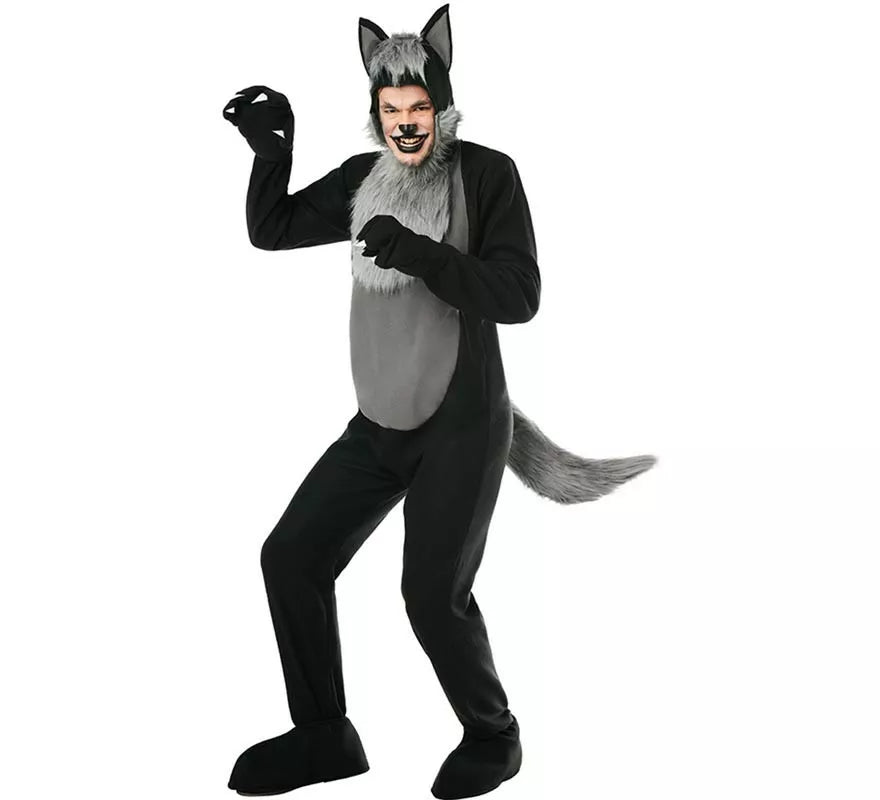 Translation missing: de.Disfraz de Lobo Peludo negro para adultos