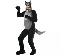Schwarzes pelziges Wolfskostüm für Herren