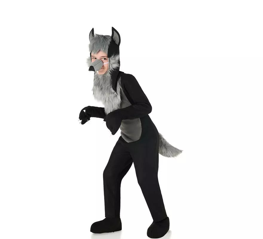 Translation missing: de.Disfraz de Lobo Peludo negro para niños