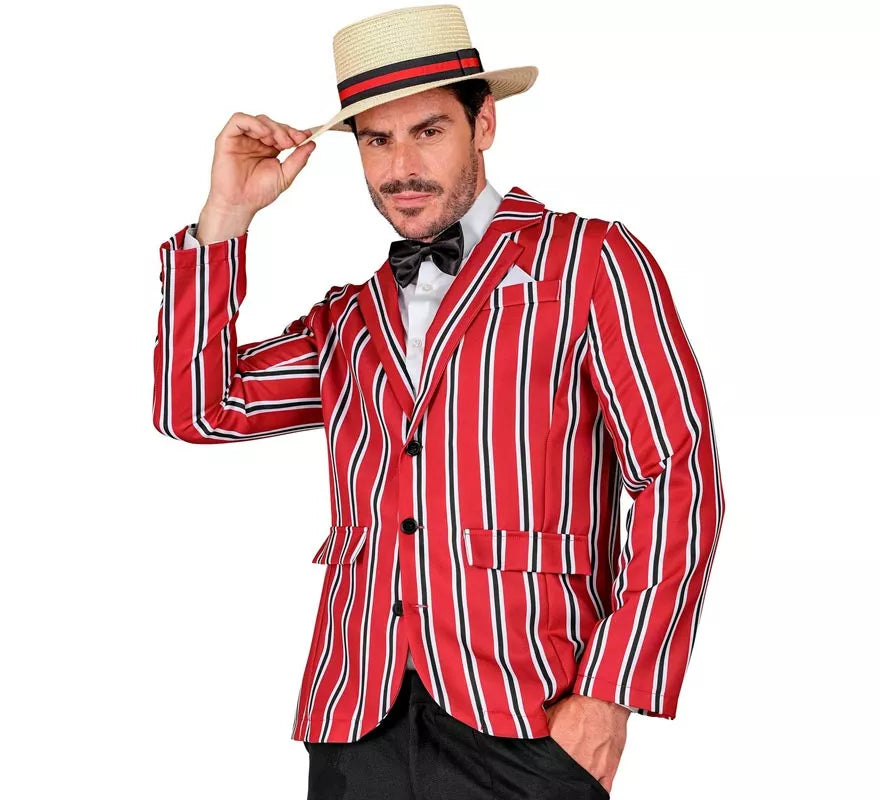 Translation missing: de.Disfraz de los años 20 rojo a rayas para hombre
