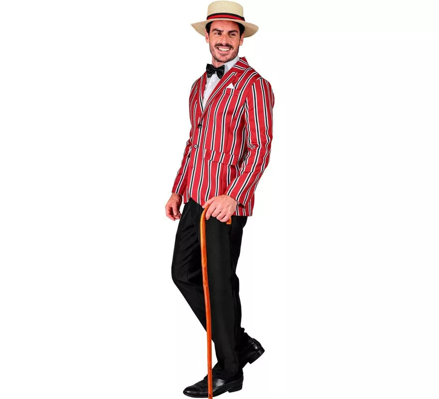 Translation missing: de.Disfraz de los años 20 rojo a rayas para hombre