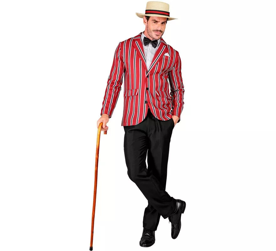 Translation missing: de.Disfraz de los años 20 rojo a rayas para hombre