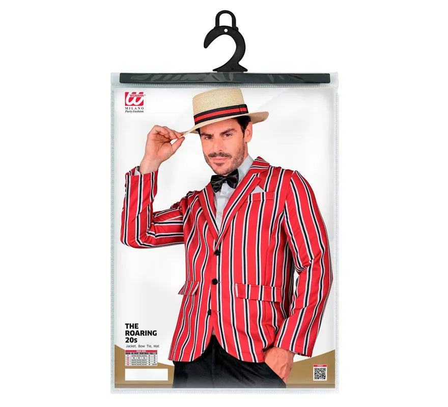 Translation missing: de.Disfraz de los años 20 rojo a rayas para hombre