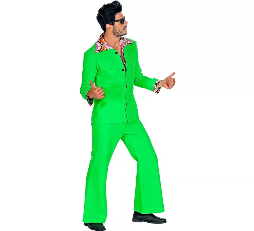 Disfraz de los años 70 Disco verde neón para hombre