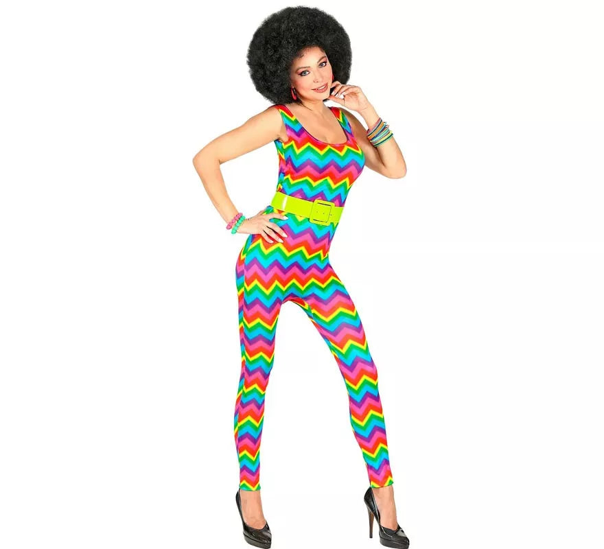 Disfraz de los Años 70 Ondas multicolor para mujer