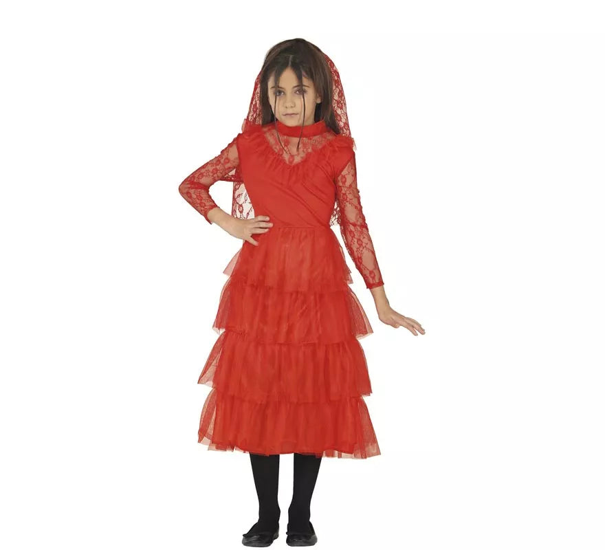 Translation missing: de.Disfraz de Lydia Novia rojo Bitelchús para niña
