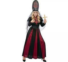 Teuflisches Priestermutter-Kostüm mit Hut für Damen